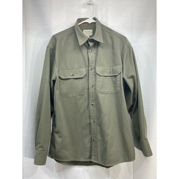 Cabelas Men’s Heavy Button Down Long Sleeve Shirt Green EUC Size M - Picture 2 of 7